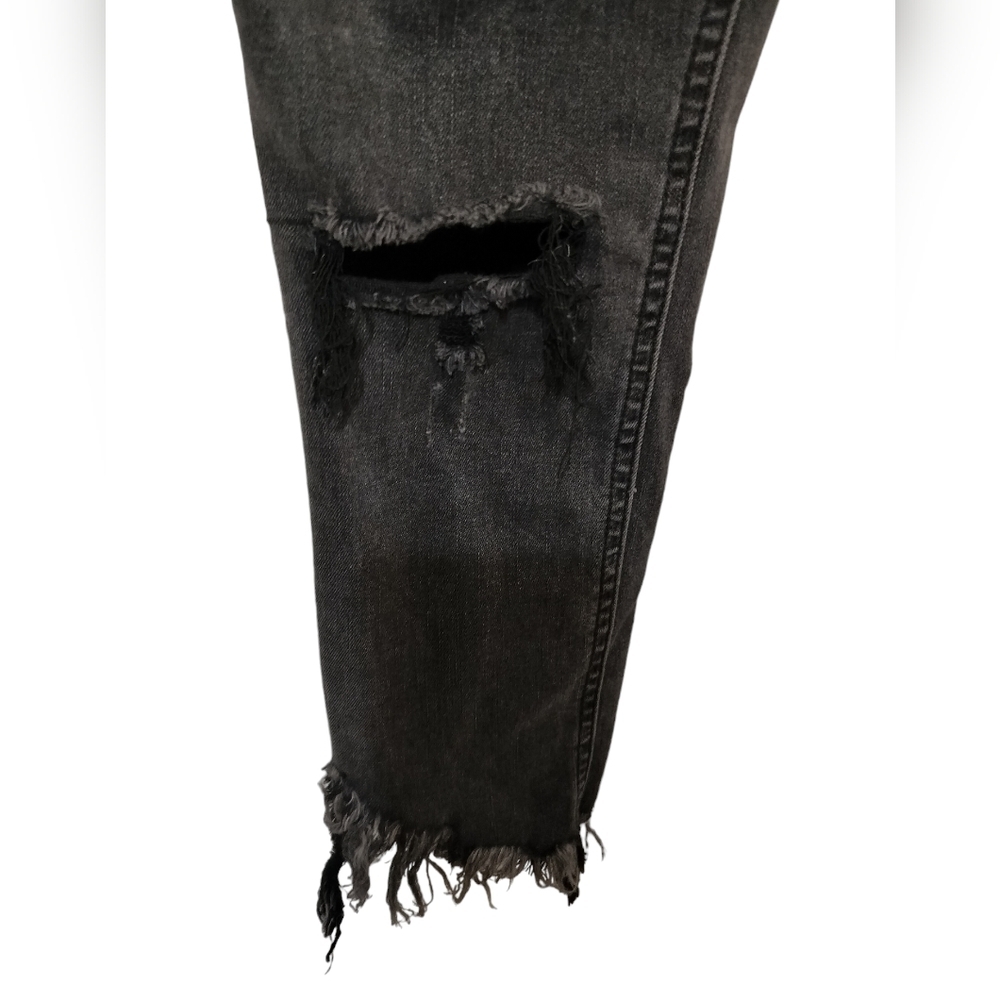 2277) Free People Black Shark Bite Distressed Raw Hem Skinny Jean Size 25 - Picture 2 of 9